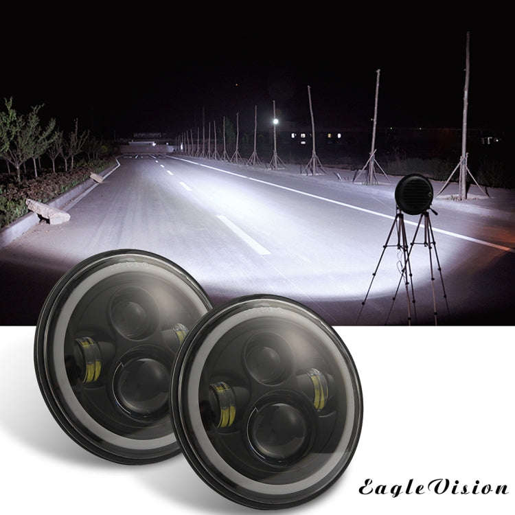 7 inch H4 / H13 DC 9V-30V 3000LM 6000K 30W IP67 4LED Lamp Beads Car Round Shape LED Headlight Lam...