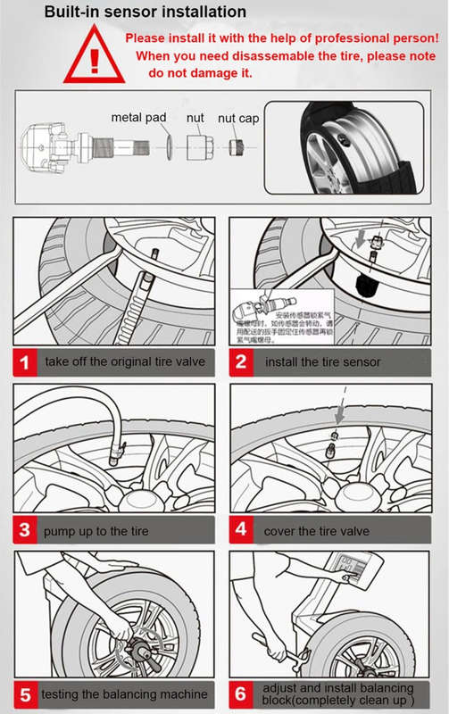 VC601 TPMS 4 Built-in Sensors Tire Pressure Monitoring Alarming System Diagnostic-tool with Bluet...