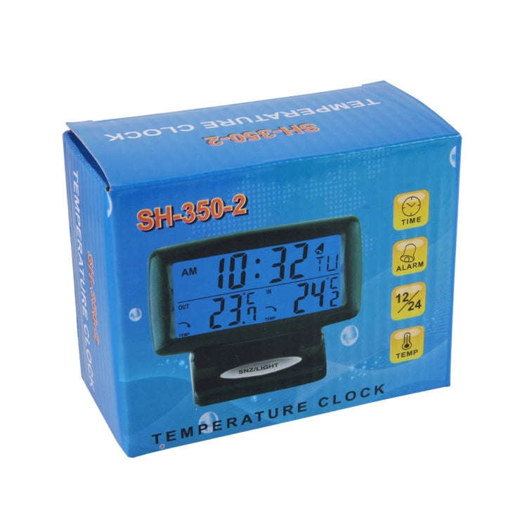 SH-350-2 Multi-Function Digital Temperature Thermometer Alarm Clock LCD Monitor Battery Meter Det...