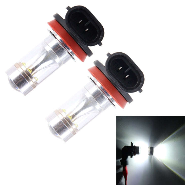 2 PCS H8/H11 30W 350 LM 6000K  White Light 6 LED Car Fog Light Bulb, DC 12V