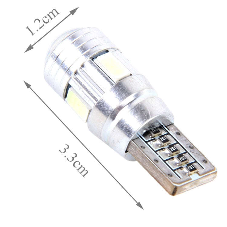 2PCS T10 3W White Light 6 SMD 5630 LED Error-Free Canbus Car Clearance Lights Lamp, DC 12V