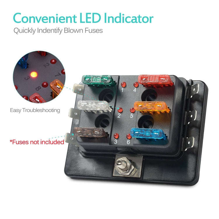 Universal 6 Way Fuse Box Block Fuse Holder Box Car Vehicle Circuit Automotive Blade Tool 6 Way Fu...