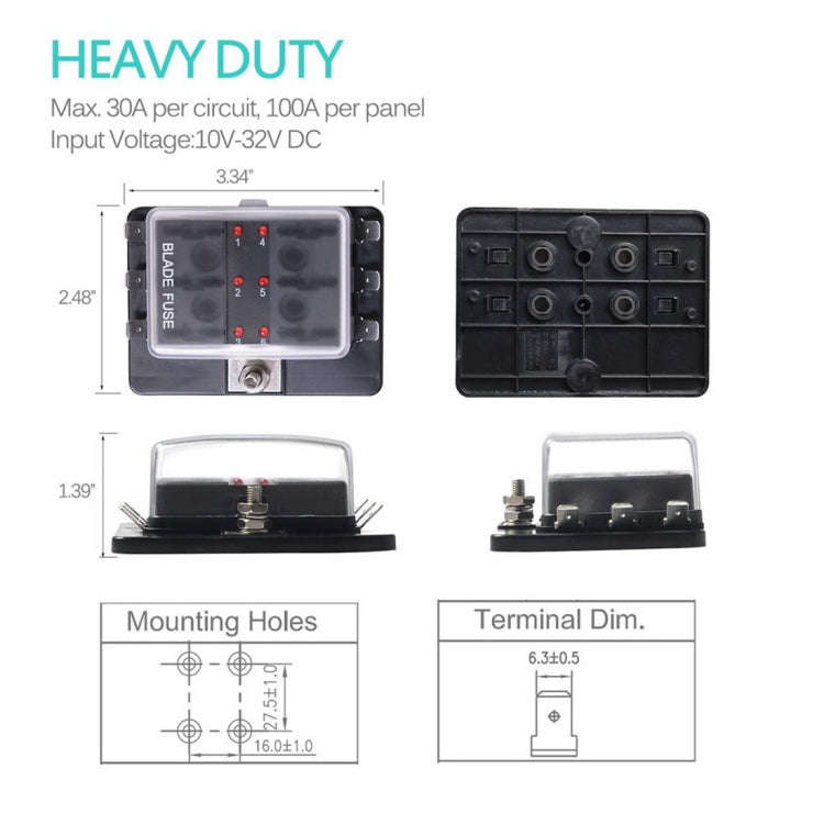 Universal 6 Way Fuse Box Block Fuse Holder Box Car Vehicle Circuit Automotive Blade Tool 6 Way Fu...