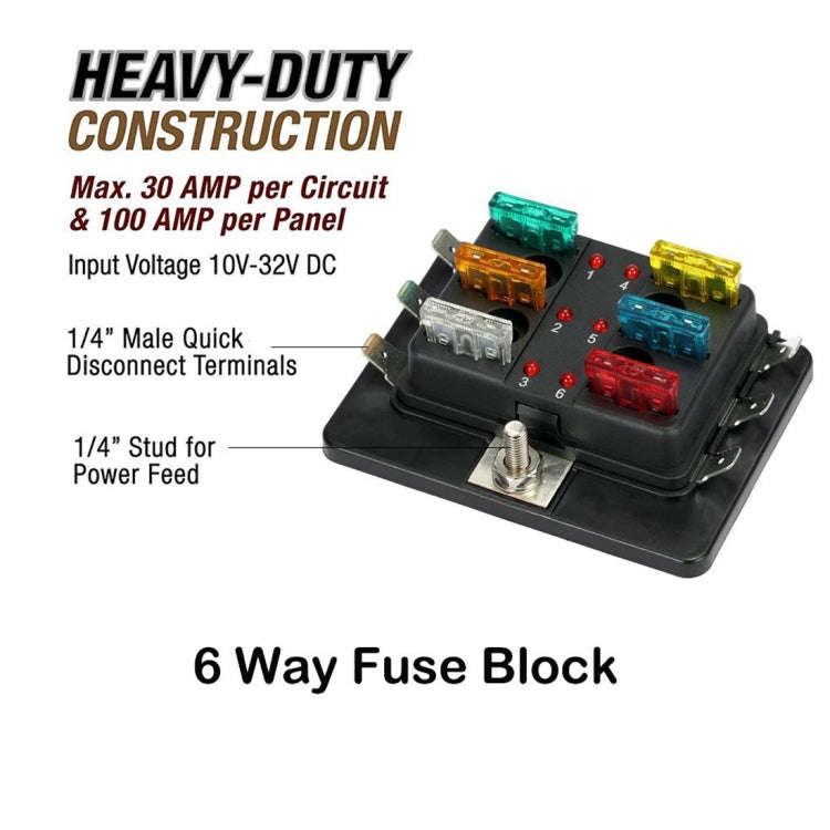 Universal 6 Way Fuse Box Block Fuse Holder Box Car Vehicle Circuit Automotive Blade Tool 6 Way Fu...