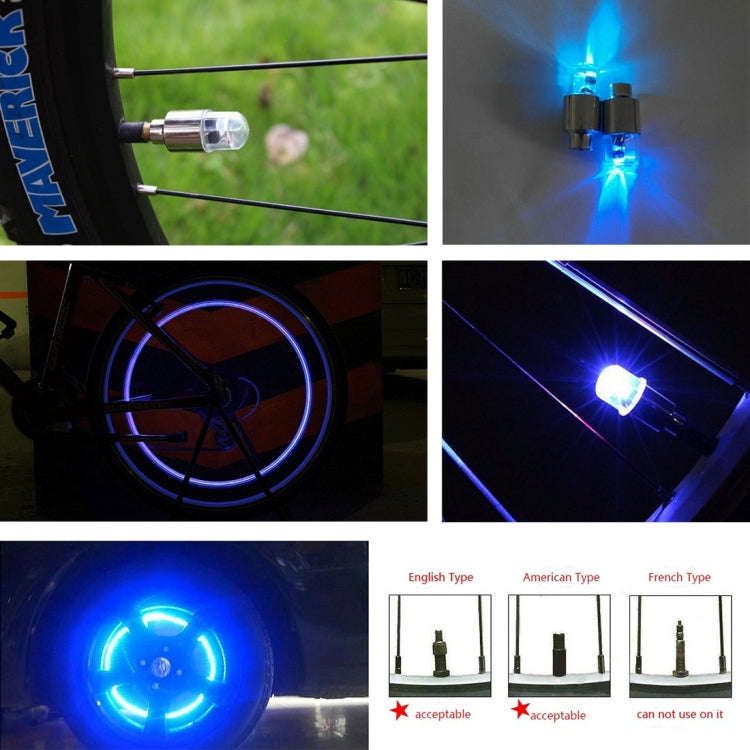 2 PCS Valve Cap Light Wheel Tyre Lamp With Battery for Car / Motorbike / Bike(Blue Light)