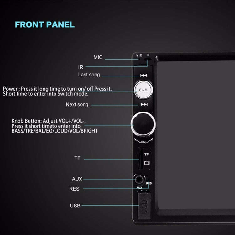 7010B HD 2 Din 7 inch Car Bluetooth Radio Receiver MP5 Player, Support FM & USB & TF Card