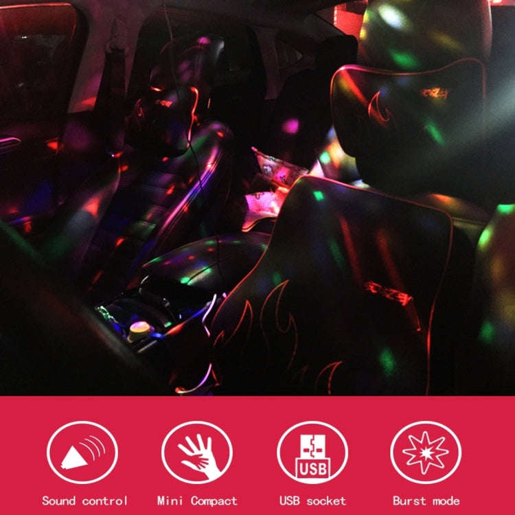 5V 6W Colorful Car Decoration DJ Light Sound Activated Rotating Strobe Effect Atmosphere Light St...