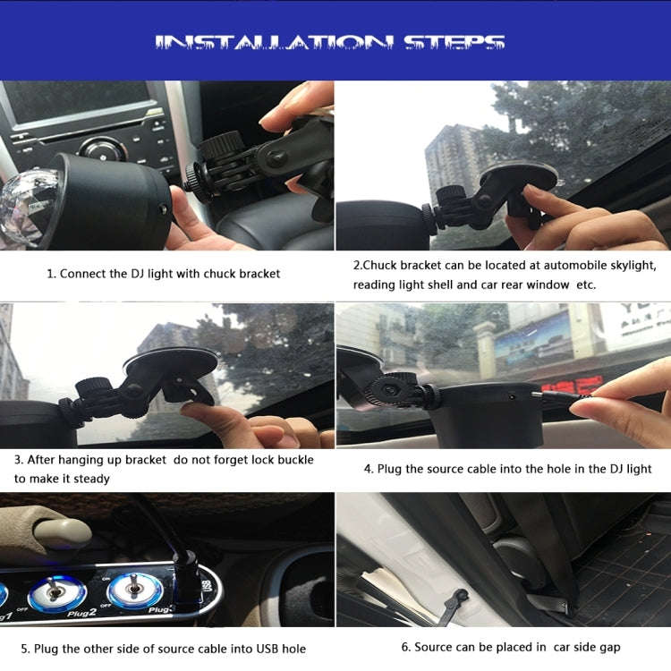 5V 6W Colorful Car Decoration DJ Light Sound Activated Rotating Strobe Effect Atmosphere Light St...