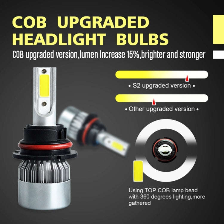 2pcs 9007 18W 1800LM 6000K Waterproof IP68 Car Auto LED Headlight with 2 COB LED Lamps, DC 9-36V(...