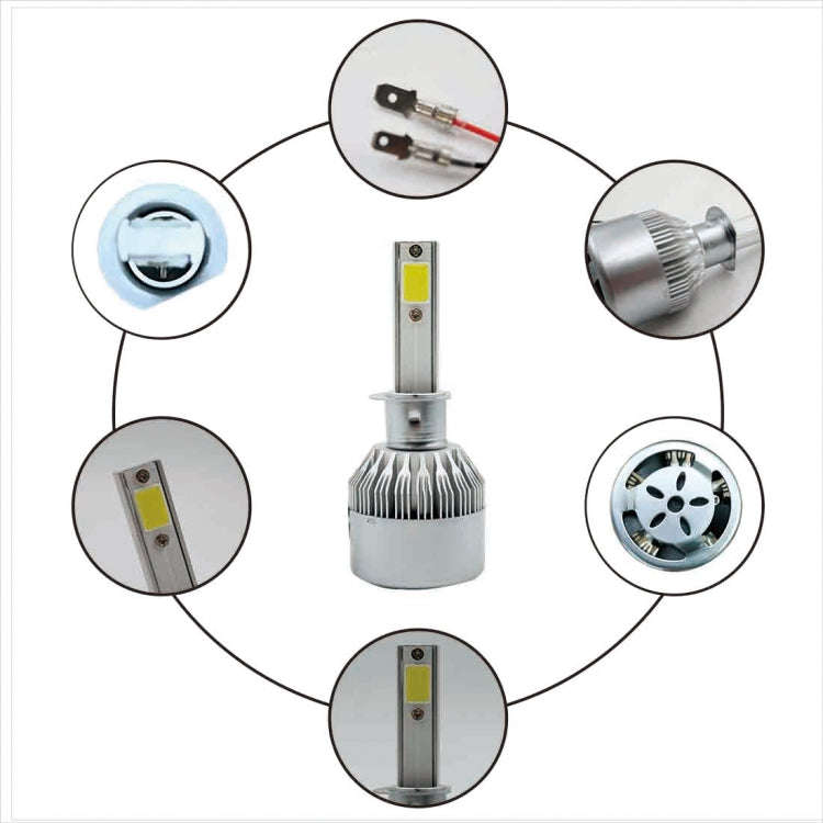 2pcs H1 18W 1800LM 6000K Waterproof IP68 Car Auto LED Headlight with 2 COB LED Lamps, DC 9-36V(Wh...