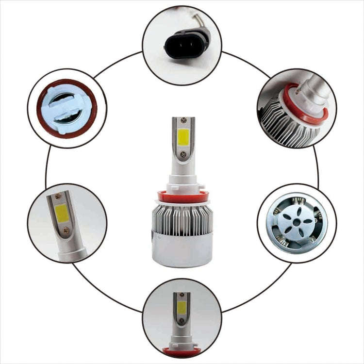 2pcs H8/H11 18W 1800LM 6000K Waterproof IP68 Car Auto LED Headlight with 2 COB LED Lamps, DC 9-36...