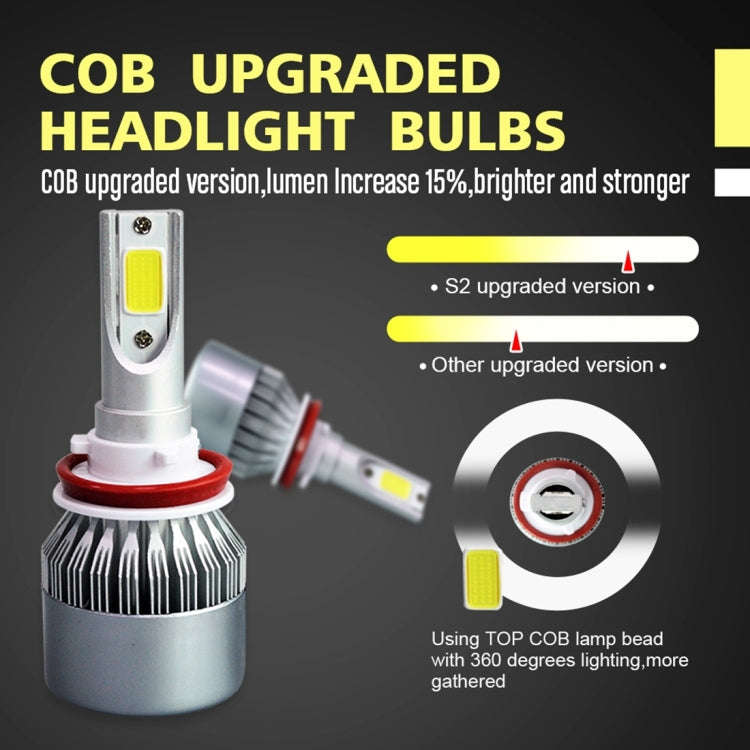 2pcs H8/H11 18W 1800LM 6000K Waterproof IP68 Car Auto LED Headlight with 2 COB LED Lamps, DC 9-36...