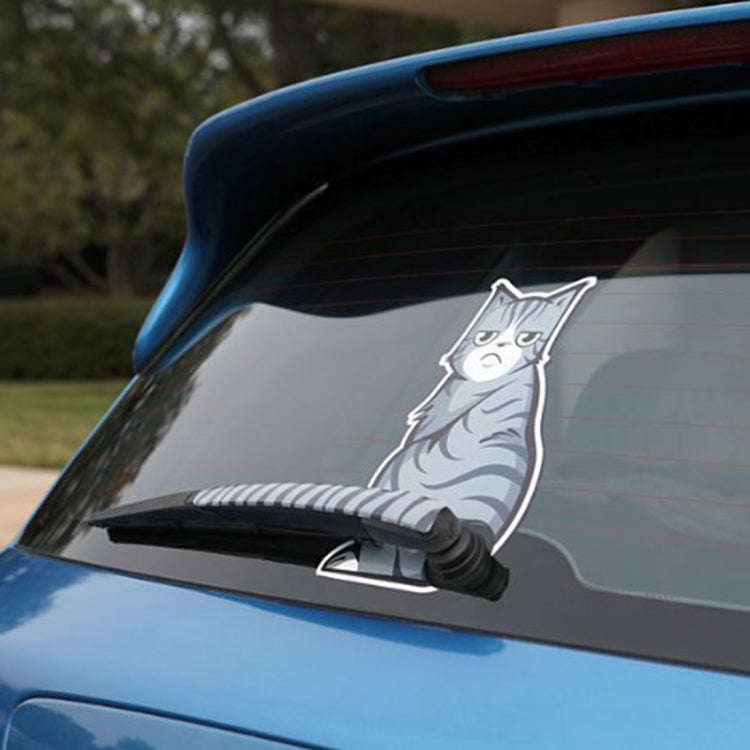 Vehicle Car Rear Windshield Window Wiper Reflective Self-Adhesive Frowning Cat Moving Tail Vinyl ...