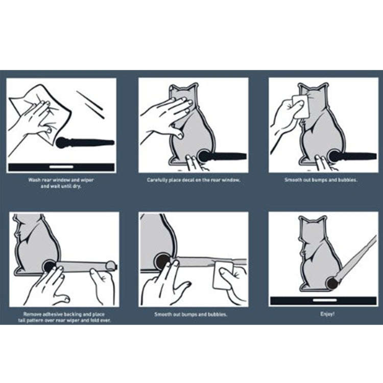 Vehicle Car Rear Windshield Window Wiper Reflective Self-Adhesive Frowning Cat Moving Tail Vinyl ...
