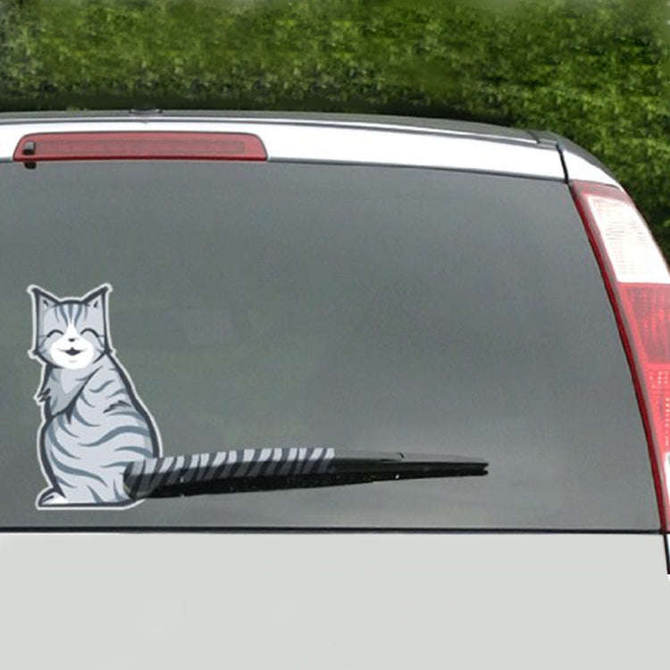 Vehicle Car Rear Windshield Window Wiper Reflective Self-Adhesive Smiling Cat Moving Tail Vinyl D...
