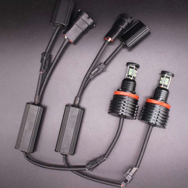 2 PCS DC 12-24V 40W 1800LM 8-LED Car Angel Eyes Halo Ring Marker Light Bulb, (White Light), For X...