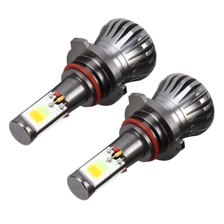 2 PCS 9006 HB4 6W 400LM Car LED Three-side COB Chips Fog Light Lamp Replacement, (White Light+Yel...