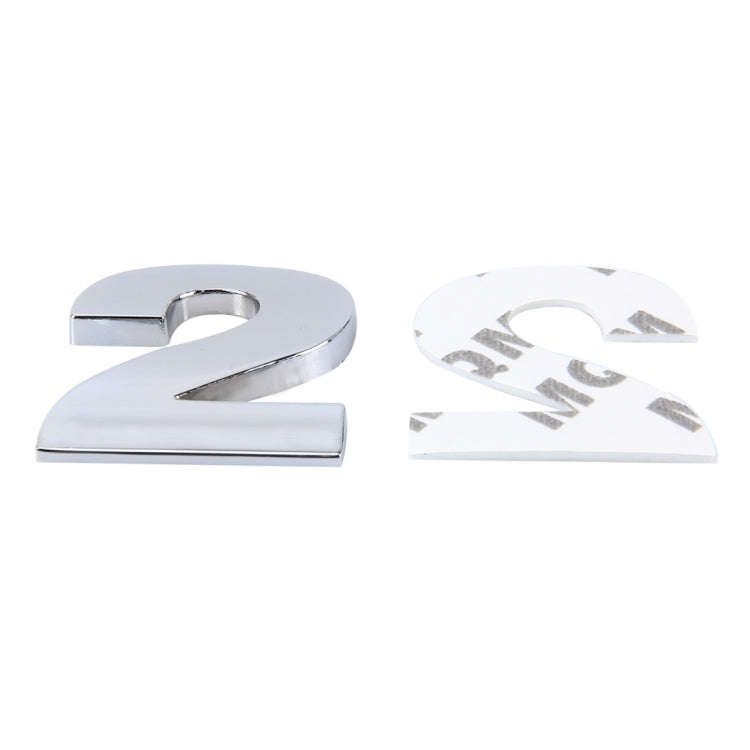 Car Vehicle Badge Emblem 3D Number Two Self-adhesive Sticker Decal, Size: 3.6*4.5*0.5cm