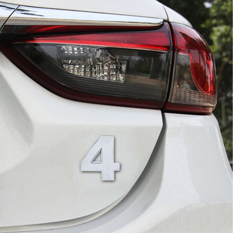 Car Vehicle Badge Emblem 3D Number Four Self-adhesive Sticker Decal, Size: 3.6*4.5*0.5cm