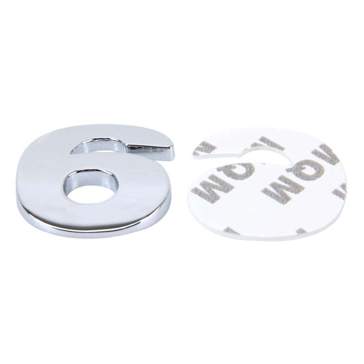 Car Vehicle Badge Emblem 3D Number Six Self-adhesive Sticker Decal, Size: 3.6*4.5*0.5cm