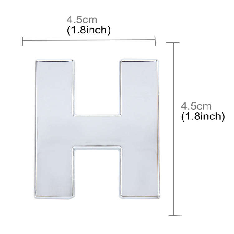 Car Vehicle Badge Emblem 3D English Letter H Self-adhesive Sticker Decal, Size: 4.5*4.5*0.5cm