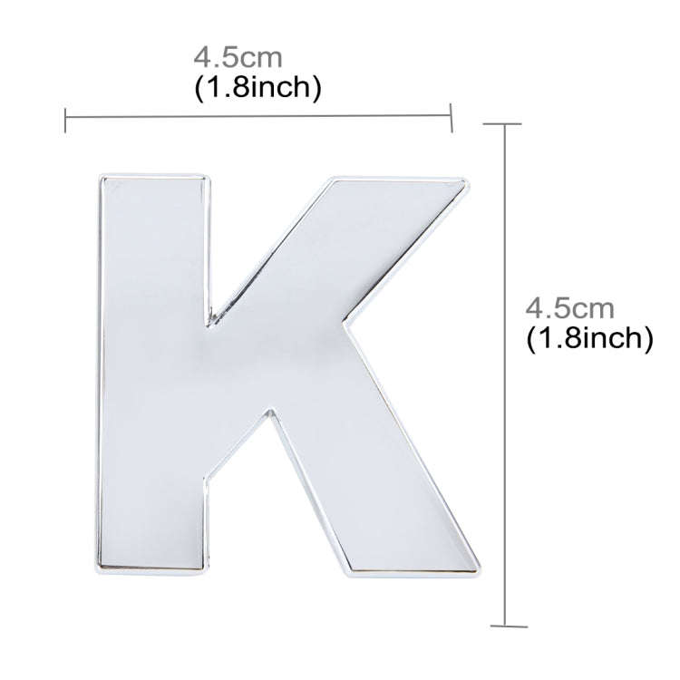 Car Vehicle Badge Emblem 3D English Letter K Self-adhesive Sticker Decal, Size: 4.5*4.5*0.5cm