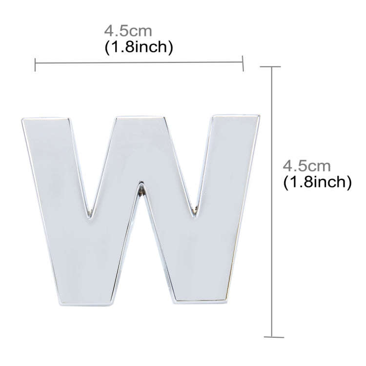 Car Vehicle Badge Emblem 3D English Letter W Self-adhesive Sticker Decal, Size: 4.5*4.5*0.5cm