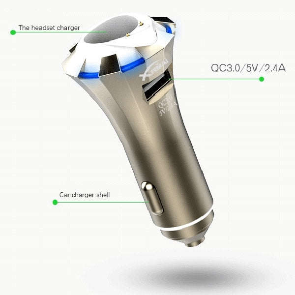 A8 3 in 1 Bluetooth Earphone & Safety Hammer & Car Charger, Support Hands-free Call & USB Quick C...