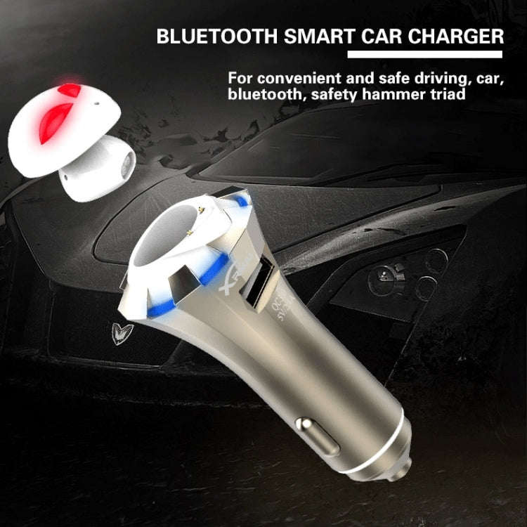 A8 3 in 1 Bluetooth Earphone & Safety Hammer & Car Charger, Support Hands-free Call & USB Quick C...