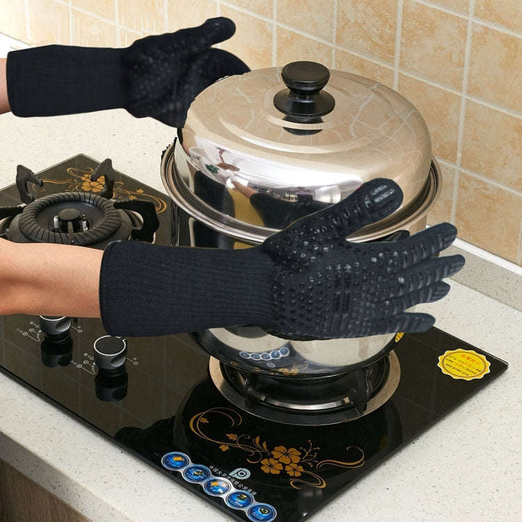 Silicone Cotton Microwave Kitchen Cooking Protective Gloves, High Temperature Resistance: 500 Deg...