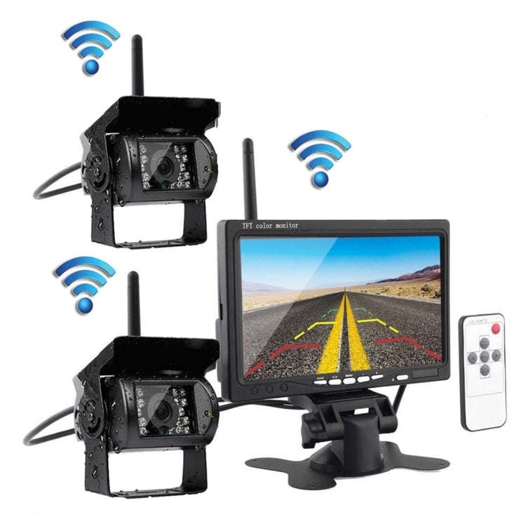PZ-607-W-2  2 Monitor Security Cameras 2.4GHz Wireless Vehicle, Infrared Night Vision Rear View C...