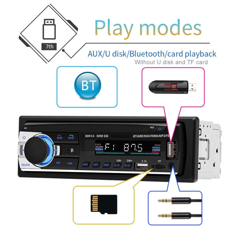 SWM-530 12V Universal Car Dual USB Charger Radio Receiver MP3 Player, Support FM & Bluetooth with...