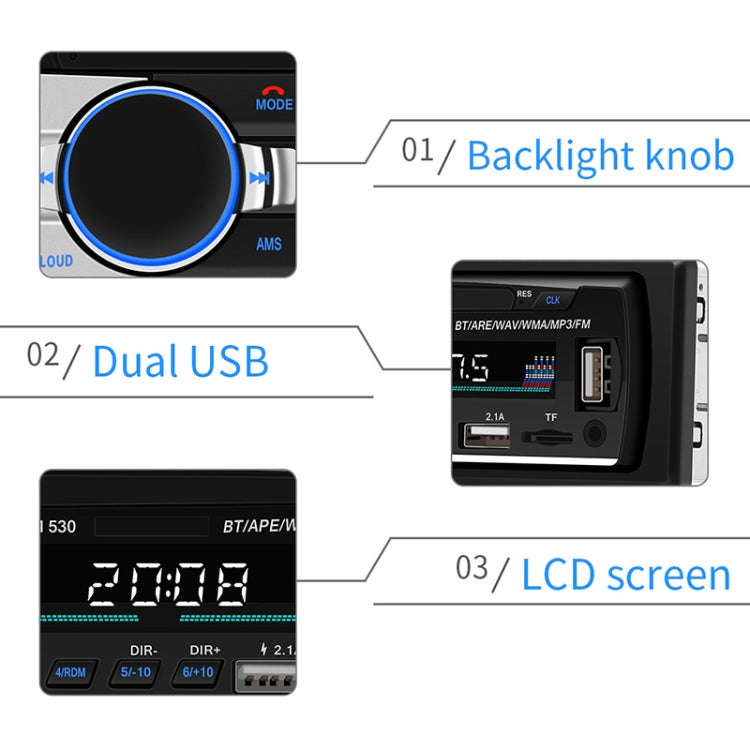 SWM-530 12V Universal Car Dual USB Charger Radio Receiver MP3 Player, Support FM & Bluetooth with...