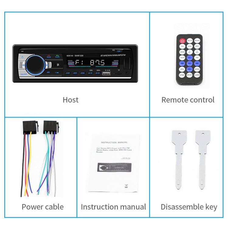 SWM-530 12V Universal Car Dual USB Charger Radio Receiver MP3 Player, Support FM & Bluetooth with...