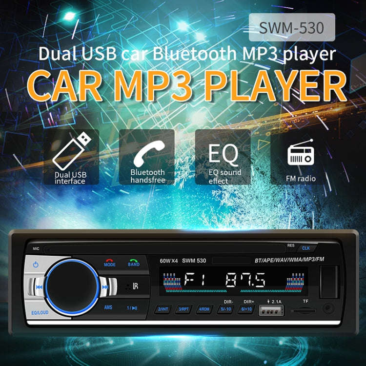 SWM-530 12V Universal Car Dual USB Charger Radio Receiver MP3 Player, Support FM & Bluetooth with...