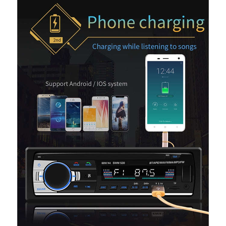 SWM-530 12V Universal Car Dual USB Charger Radio Receiver MP3 Player, Support FM & Bluetooth with...