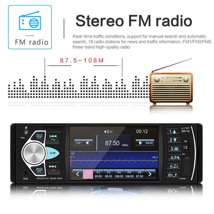 SWM-4022D HD 4.1 inch 12V Universal Car Radio Receiver MP5 Player, Support FM & Bluetooth & TF Ca...