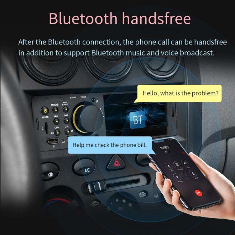 7805 4.1 inch Universal Car Radio Receiver MP5 Player, Support FM & Bluetooth & TF Card with Remo...