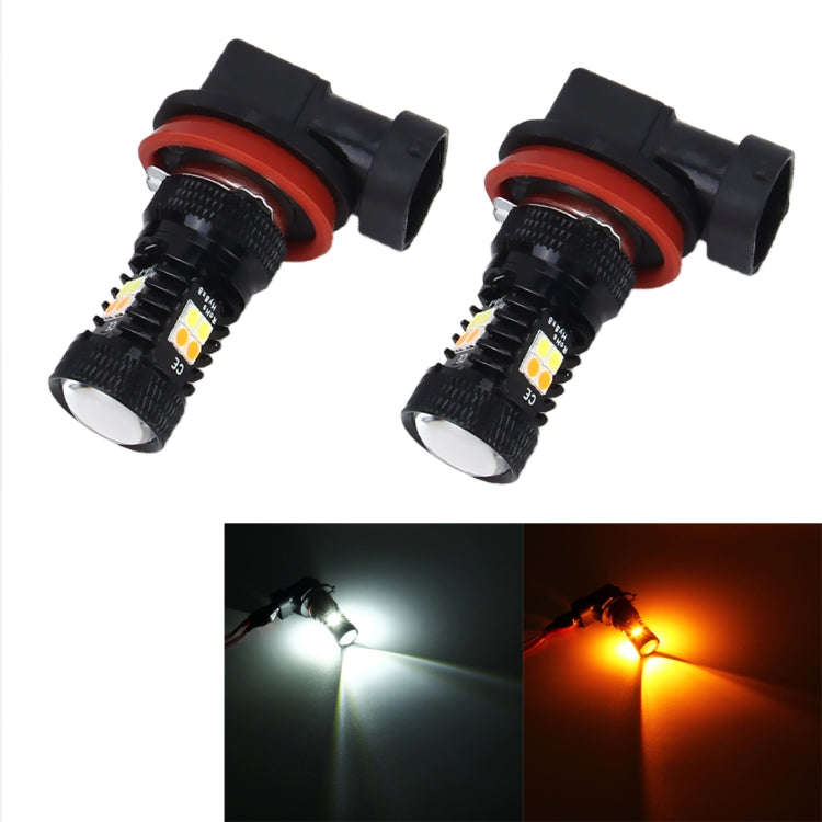 2 PCS Super Bright H11/H8 DC 12V 5W 350LM Auto Car Fog Light with 16 SMD-3030 LED Bulbs Lamp, Whi...