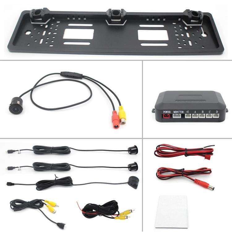 PZ600-L Europe Car License Plate Frame Rear View Camera Visual Rear View Parking System with 2 Re...