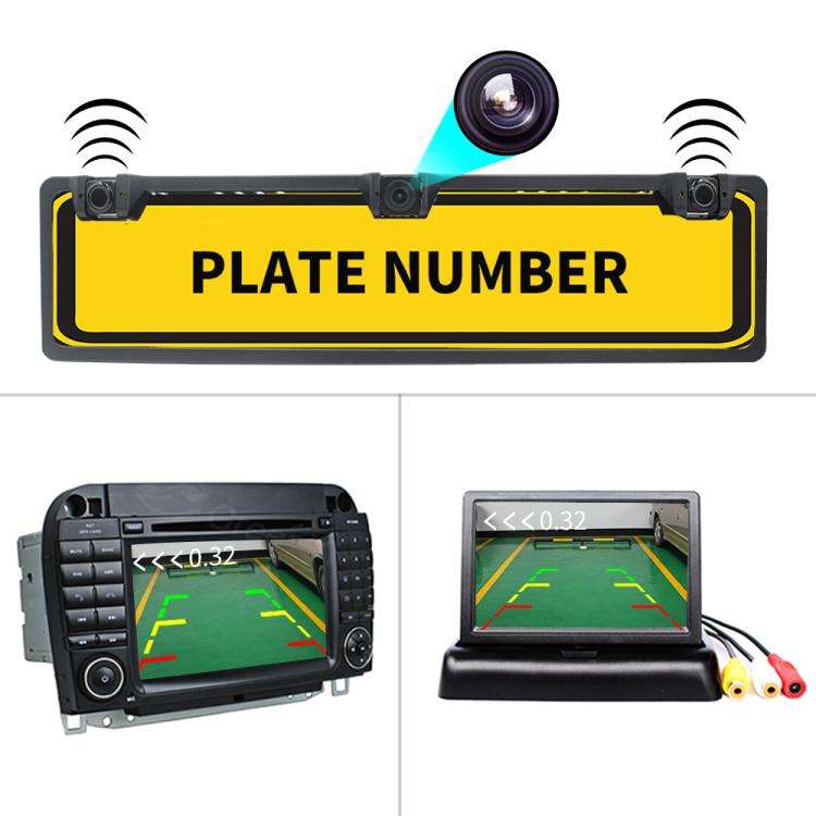 PZ600-L Europe Car License Plate Frame Rear View Camera Visual Rear View Parking System with 2 Re...