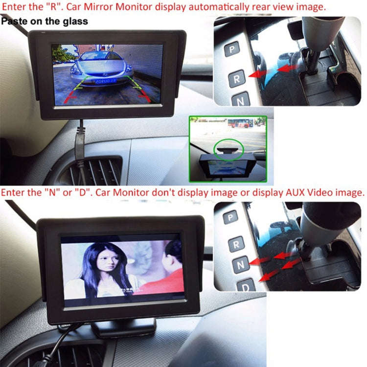 PZ601-C TFT LCD 2 Video Input 4.3 Inch Parking Monitor 2 in 1 with 648*488 Pixels Rear View Camer...