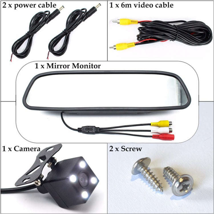 PZ603 Car Video Monitor HD Auto Parking LED Night Vision CCD Reverse Rear View Camera with 4.3 in...