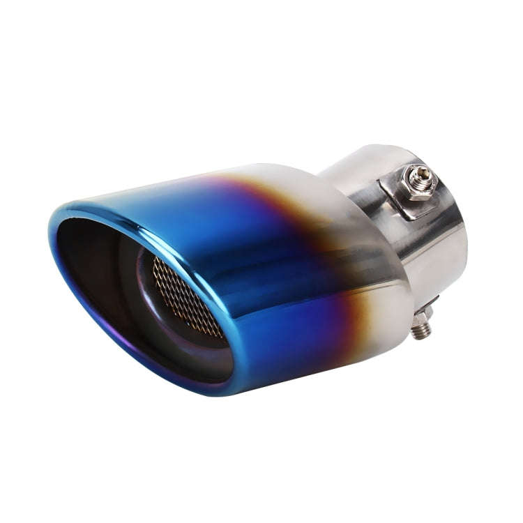 Universal Car Styling Stainless Steel Curved Bolt-on Exhaust Tail Muffler Tip Pipe with Mesh(Blue)
