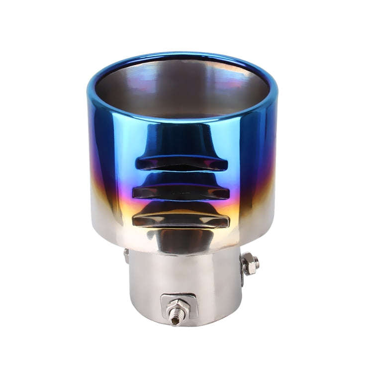Universal Car Styling Stainless Steel Curved Bolt-on Exhaust Tail Muffler Tip Pipe with Mesh(Blue)