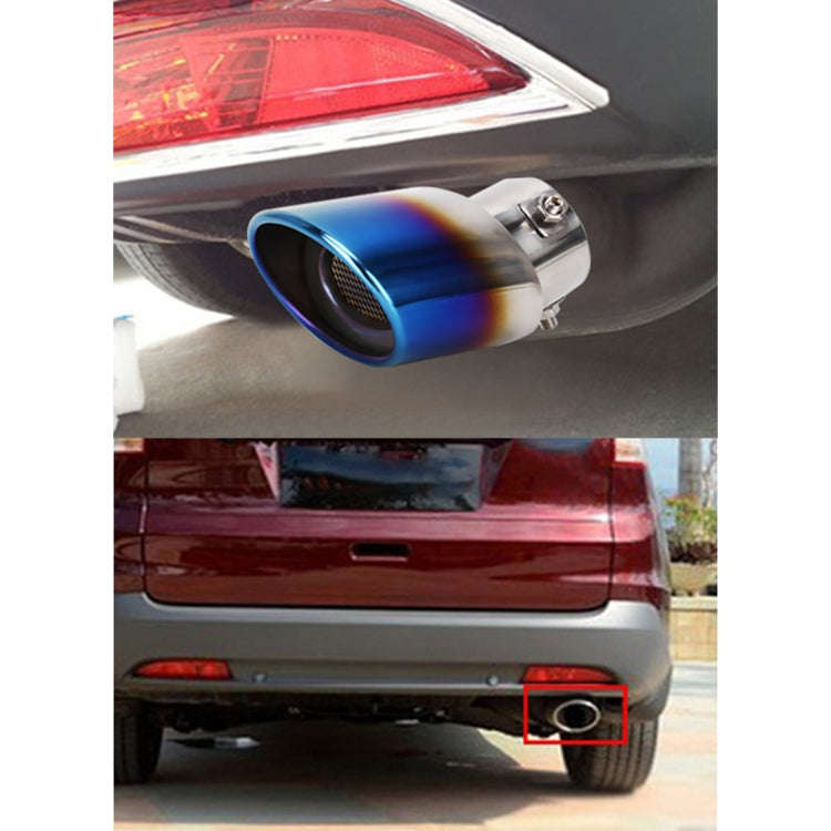 Universal Car Styling Stainless Steel Curved Bolt-on Exhaust Tail Muffler Tip Pipe with Mesh(Blue)