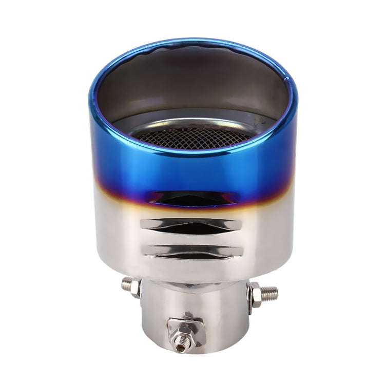 Universal Car Styling Stainless Steel Straight Bolt-on Exhaust Tail Muffler Tip Pipe with Mesh(Blue)