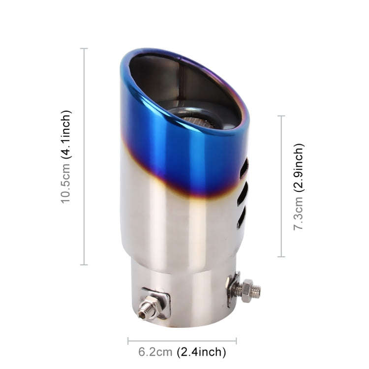 Universal Car Styling Stainless Steel Straight Bolt-on Exhaust Tail Muffler Tip Pipe with Mesh(Blue)