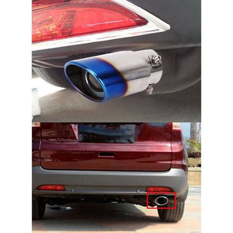 Universal Car Styling Stainless Steel Straight Bolt-on Exhaust Tail Muffler Tip Pipe with Mesh(Blue)