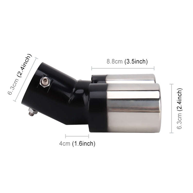 Universal Car Styling Stainless Steel Curved Double Outlets Exhaust Tail Muffler Tip Pipe(Black)